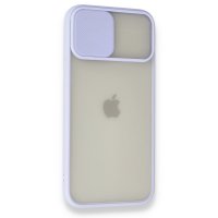 Newface iPhone 12 Pro Max Kılıf Palm Buzlu Kamera Sürgülü Silikon - Lila