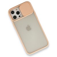 Newface iPhone 12 Pro Max Kılıf Palm Buzlu Kamera Sürgülü Silikon - Pembe