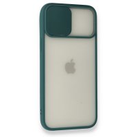 Newface iPhone 12 Pro Max Kılıf Palm Buzlu Kamera Sürgülü Silikon - Yeşil