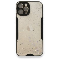 Newface iPhone 12 Pro Max Kılıf Platin Simli Silikon - Siyah