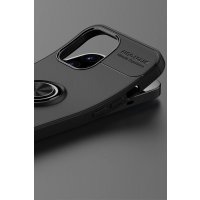Newface iPhone 12 Pro Max Kılıf Range Yüzüklü Silikon - Siyah-Mavi
