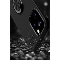 Newface iPhone 12 Pro Max Kılıf Range Yüzüklü Silikon - Siyah-Mavi