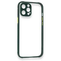 Newface iPhone 12 Pro Max Kılıf Miami Şeffaf Silikon  - Koyu Yeşil