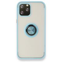 Newface iPhone 12 Pro Max Kılıf Montreal Yüzüklü Silikon Kapak - Buz Mavi