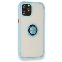 Newface iPhone 12 Pro Kılıf Montreal Yüzüklü Silikon Kapak - Buz Mavi