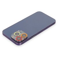 Newface iPhone 12 Pro Renkli Kamera Lens Koruma Cam - Turuncu-Kırmızı