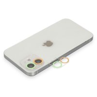Newface iPhone 12 Renkli Kamera Lens Koruma Cam - Turuncu-Yeşil