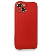 Newface iPhone 13 Kılıf Coco Deri Silikon Kapak - Kırmızı