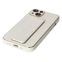 Newface iPhone 13 Kılıf Coco Deri Standlı Kapak - Beyaz