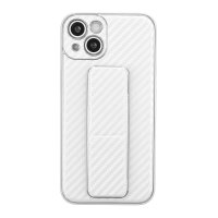 Newface iPhone 13 Kılıf Coco Karbon Standlı Kapak  - Beyaz