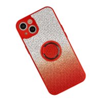 Newface iPhone 13 Kılıf Daytona Yüzüklü Taşlı Silikon - Kırmızı