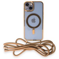 Newface iPhone 13 Kılıf Divo Lazer Askılı Magsafe Kapak - Gold