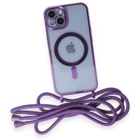 Newface iPhone 13 Kılıf Divo Lazer Askılı Magsafe Kapak - Lila