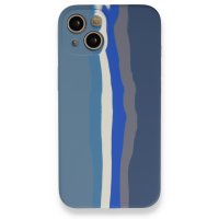 Newface iPhone 13 Kılıf Ebruli Lansman Silikon - Mavi-Gri