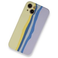 Newface iPhone 13 Kılıf Ebruli Lansman Silikon - Sarı-Lila