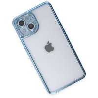 Newface iPhone 13 Kılıf Joke Taşlı Silikon - Mavi