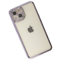 Newface iPhone 13 Kılıf Joke Taşlı Silikon - Mor