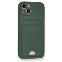 Newface iPhone 13 Kılıf Kelvin Kartvizitli Silikon - Koyu Yeşil