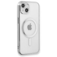 Newface iPhone 13 Kılıf Magneticsafe Lazer Silikon - Gümüş