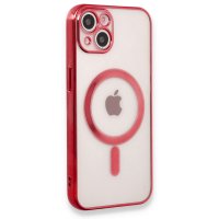 Newface iPhone 13 Kılıf Magneticsafe Lazer Silikon - Kırmızı