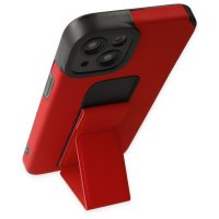 Newface iPhone 13 Kılıf Mega Standlı Silikon - Kırmızı