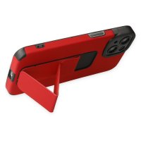 Newface iPhone 13 Kılıf Mega Standlı Silikon - Kırmızı