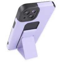 Newface iPhone 13 Kılıf Mega Standlı Silikon - Lila