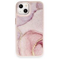 Newface iPhone 13 Kılıf Moda Simli Kapak - Rose