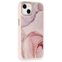 Newface iPhone 13 Kılıf Moda Simli Kapak - Rose