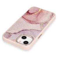 Newface iPhone 13 Kılıf Moda Simli Kapak - Rose