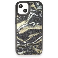 Newface iPhone 13 Kılıf Moda Simli Kapak - Siyah