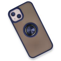 Newface iPhone 13 Kılıf Montreal Yüzüklü Silikon Kapak - Lacivert