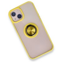 Newface iPhone 13 Kılıf Montreal Yüzüklü Silikon Kapak - Sarı