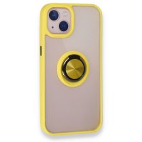 Newface iPhone 13 Kılıf Montreal Yüzüklü Silikon Kapak - Sarı