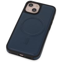 Newface iPhone 13 Kılıf Ozzi Magsafe Deri Kapak - Lacivert