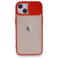 Newface iPhone 13 Kılıf Palm Buzlu Kamera Sürgülü Silikon - Kırmızı