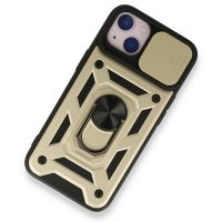 Newface iPhone 13 Kılıf Pars Lens Yüzüklü Silikon - Gold