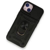 Newface iPhone 13 Kılıf Pars Lens Yüzüklü Silikon - Siyah