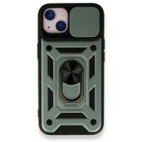 Newface iPhone 13 Kılıf Pars Lens Yüzüklü Silikon - Yeşil