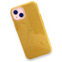 Newface iPhone 13 Kılıf Simli Katmanlı Silikon - Gold