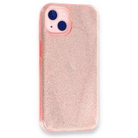 Newface iPhone 13 Kılıf Simli Katmanlı Silikon - Rose