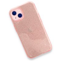 Newface iPhone 13 Kılıf Simli Katmanlı Silikon - Rose