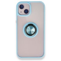 Newface iPhone 13 Mini Kılıf Montreal Yüzüklü Silikon Kapak - Buz Mavi
