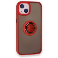 Newface iPhone 13 Mini Kılıf Montreal Yüzüklü Silikon Kapak - Kırmızı