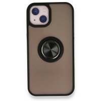 Newface iPhone 13 Mini Kılıf Montreal Yüzüklü Silikon Kapak - Siyah
