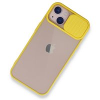 Newface iPhone 13 Mini Kılıf Palm Buzlu Kamera Sürgülü Silikon - Sarı