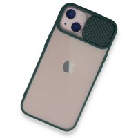 Newface iPhone 13 Mini Kılıf Palm Buzlu Kamera Sürgülü Silikon - Yeşil