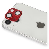 Newface iPhone 13 Mini Pers Alüminyum Kamera Lens - Kırmızı