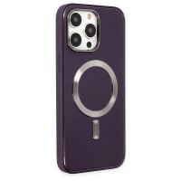 Newface iPhone 13 Pro Kılıf Coco Deri Magneticsafe Silikon - Derin Mor