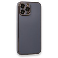 Newface iPhone 13 Pro Kılıf Coco Deri Silikon Kapak - Gri